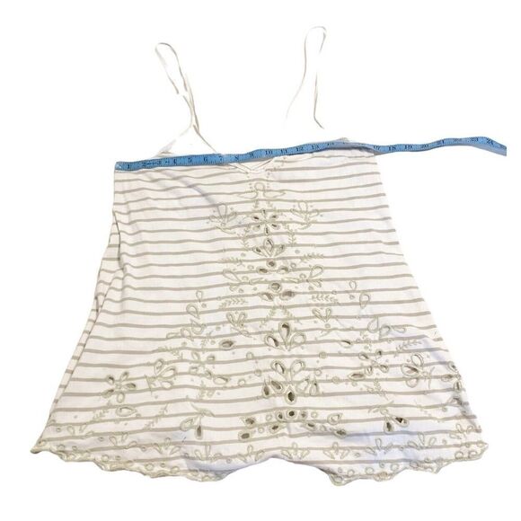 Free People Top Women’s Seafaring Striped Embroidered Tunic Ivory Cutout Small - Picture 7 of 11
